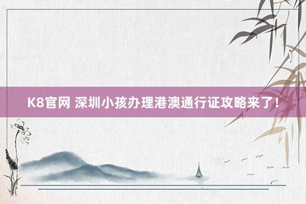 K8官网 深圳小孩办理港澳通行证攻略来了！