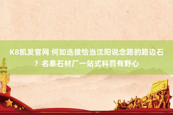 K8凯发官网 何如选拔恰当沈阳说念路的路边石？名泰石材厂一站式科罚有野心