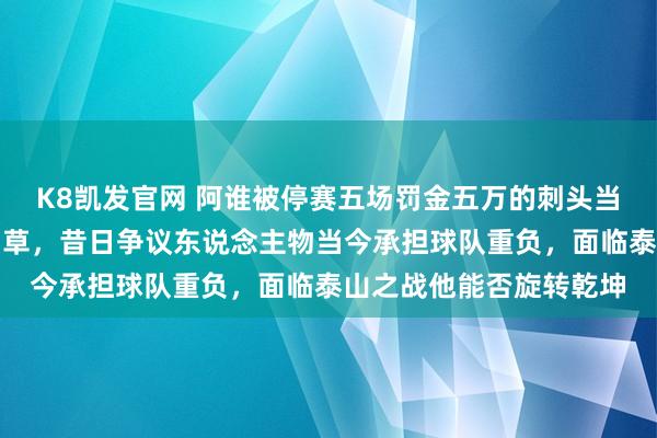 K8凯发官网 阿谁被停赛五场罚金五万的刺头当今成了津门虎的救命稻草，昔日争议东说念主物当今承担球队重负，面临泰山之战他能否旋转乾坤